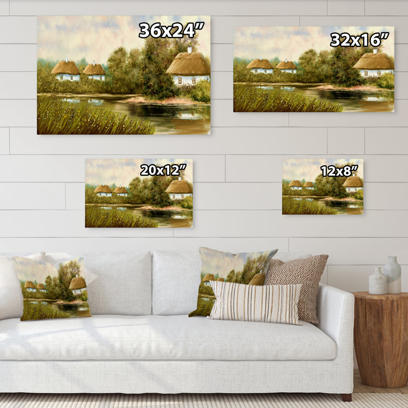 «Old Village on Spring River», peinture sur toile, H 8 po x l 12 po x P 1 po, Toile tendue