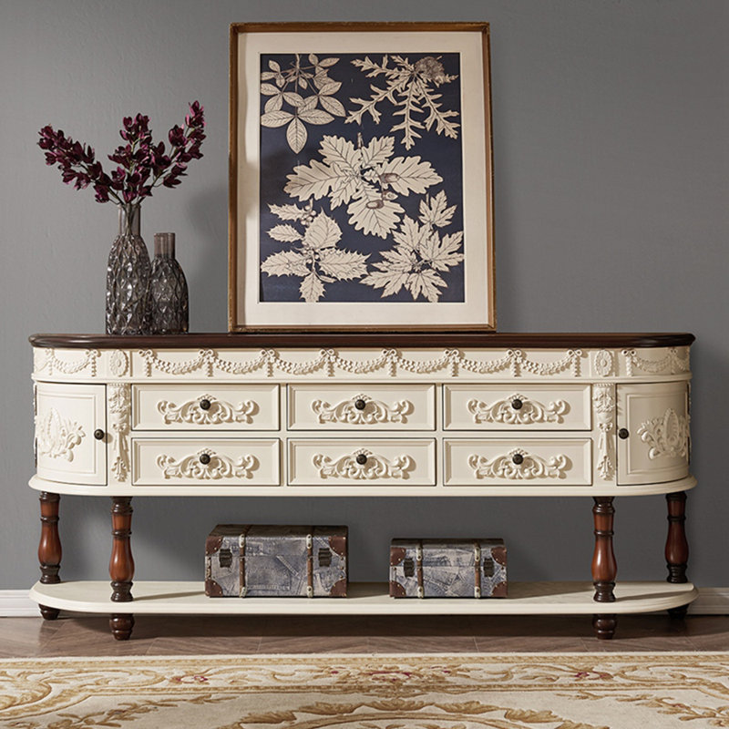 Console en bois massif 78,7 po Castleman, Brun / Beige, Brun, H 33,9 po x l 78,7 po x P 15,7 po