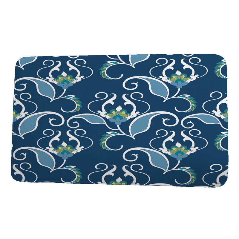 Tapis pour salle de bain Amardev, l 24 po x L 17 po, Bleu
