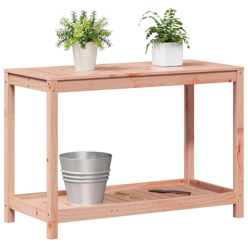 Wood Potting Bench, Brown, white and pink