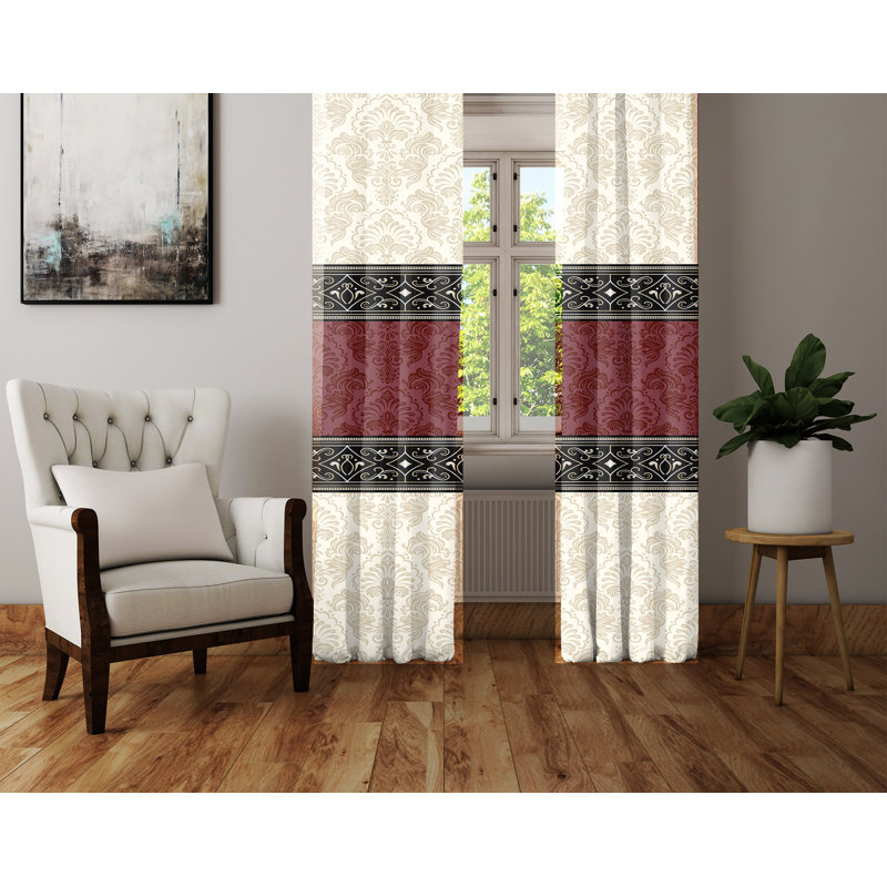 Paire de rideaux semi-transparents avec passe-tringle Damask, L 56 po x L 78 po