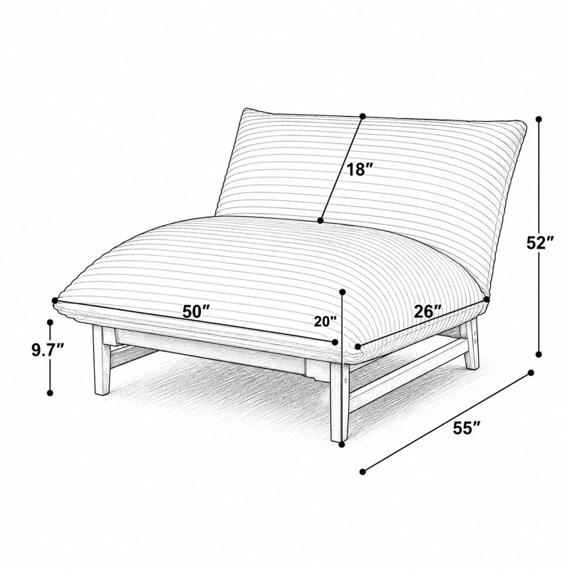 Chaise longue en velours côtelé avec structure en bois, Mushroom
