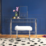 Kayli Glass and Metal Makeup Vanity Set with Stool