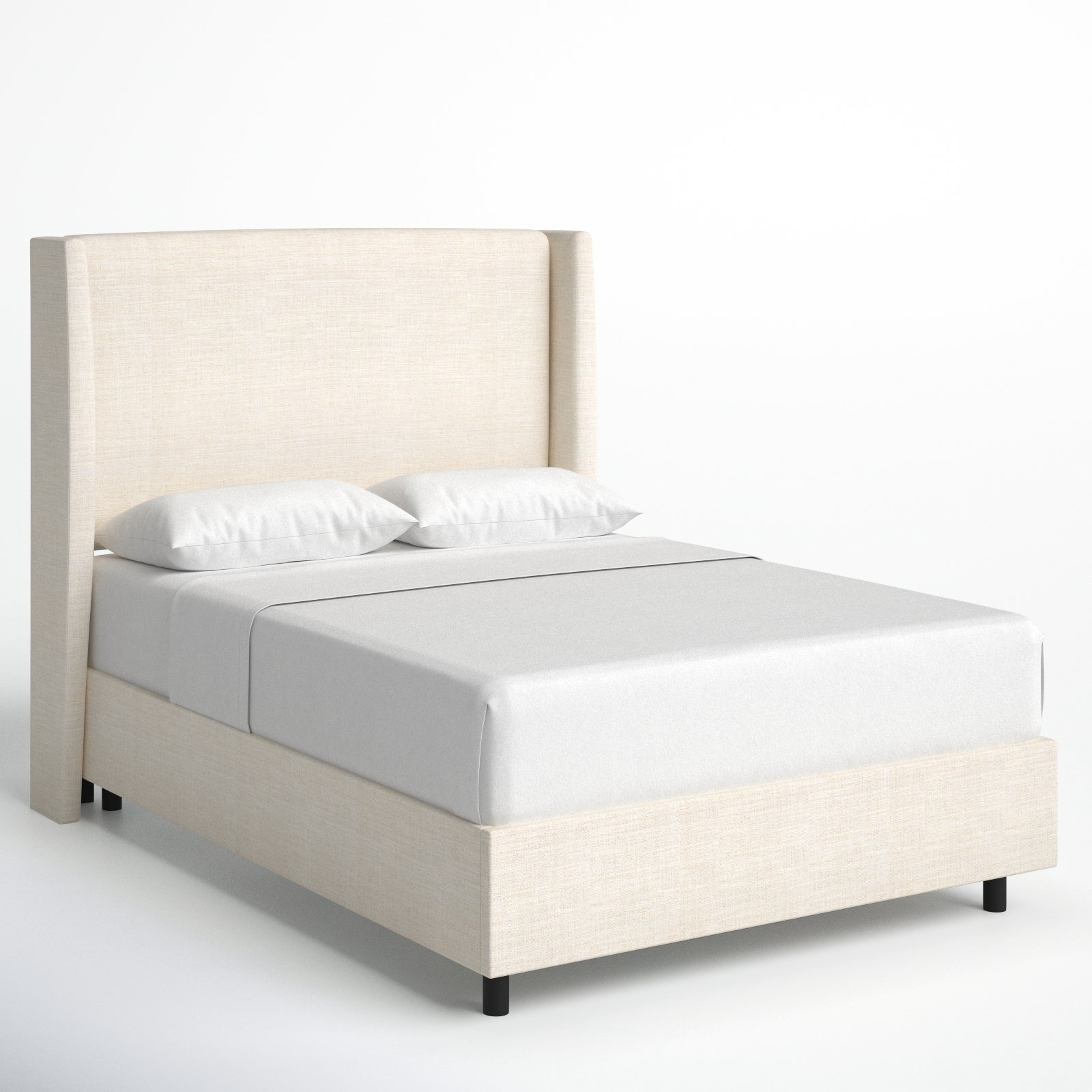 Tilly Linen Upholstered Wingback Bed, Queen, Classic Talc Linen