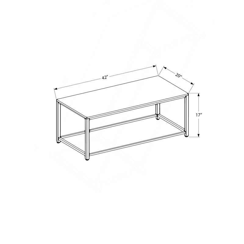 Table basse décorative rectangulaire cocktail de salon 42 po carrelage brun en métal brun transitionnel.