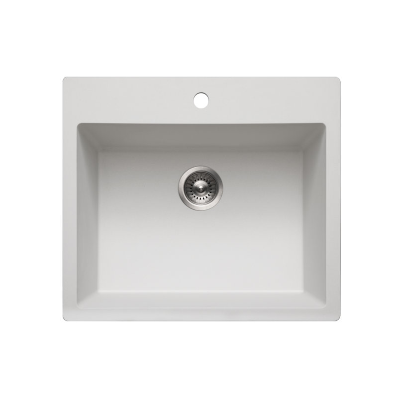 Houzer Quartztone 25 in Granite Composite Topmount Single Bowl Kitchen Sink, Cloud
