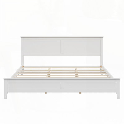 Lit plateforme moderne en bois massif blanc