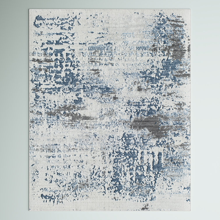 Prescott Vintage Ivory Sapphire Splatter Area Rug