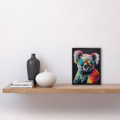 Ashlock Koala Bear with Sunglasses Modern 1 Piece Single Picture Frame Wall Art