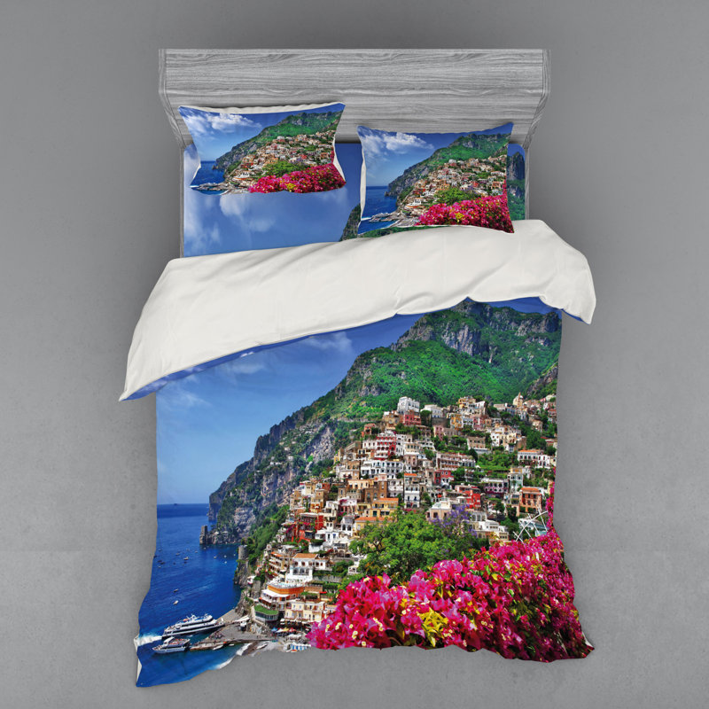 Ensemble de housse de couette en microfibre bleu / rouge / vert, Housse de couette grand + 3 pièces supplémentair