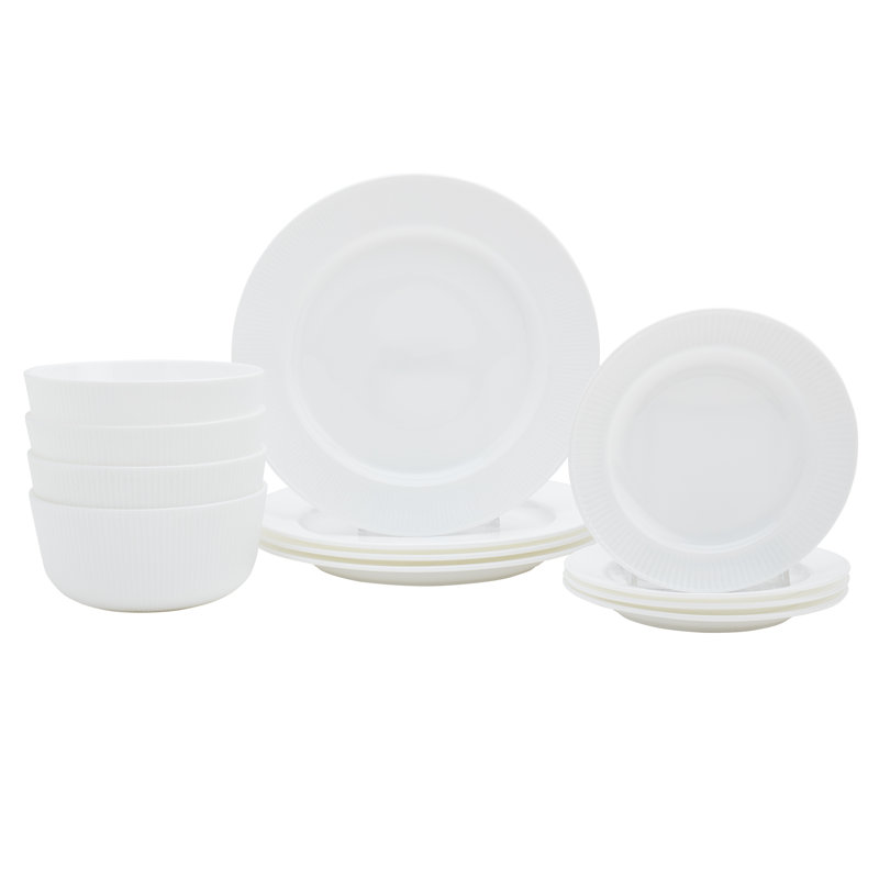  12-Piece Opal Glass Texture Dinnerware Set, Texture