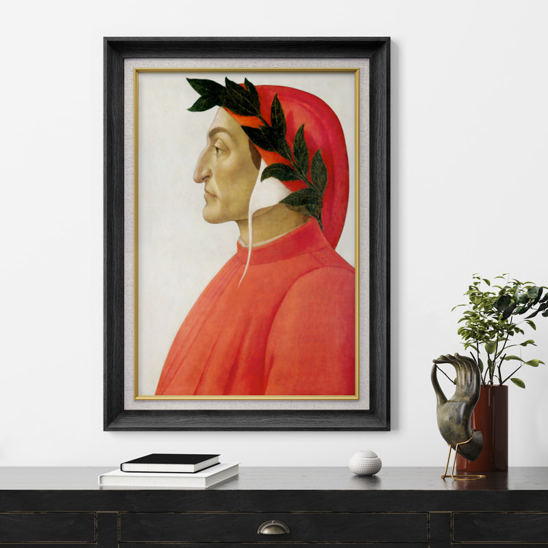 «Dante Alighieri», profil classique, œuvre d'art de la Renaissance, images de personnages littéraires de la Renaissance italienne, impression sur toile encadrée