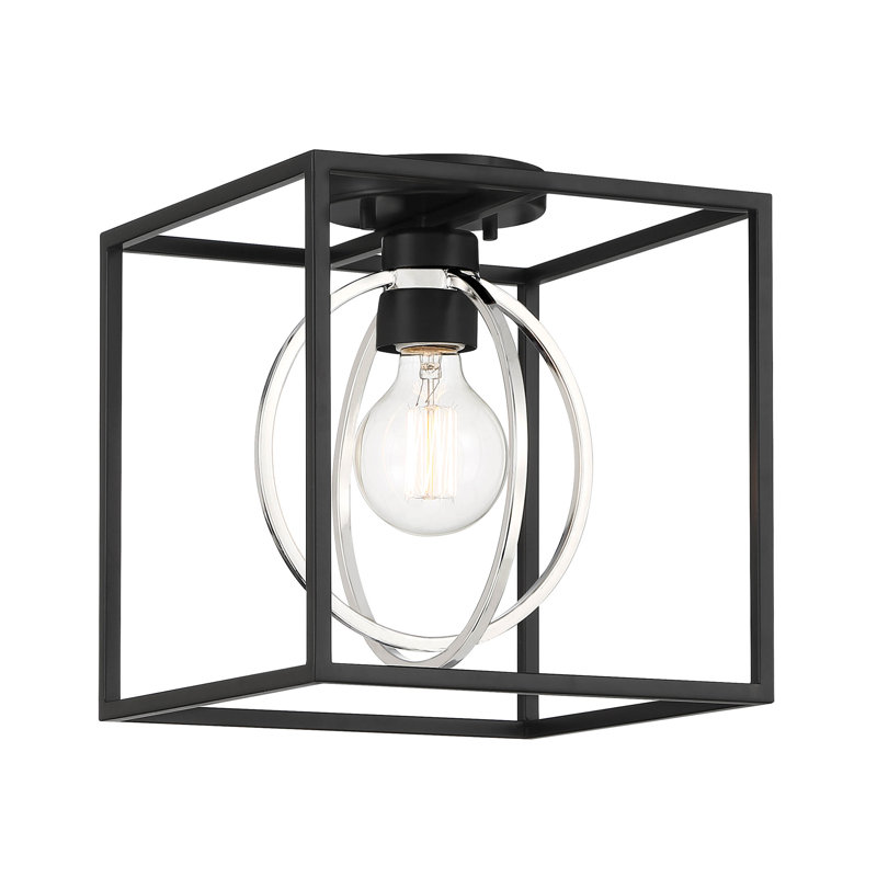 Plafonnier semi-encastré 1 lumière 10 po Mahari, Noir mat / argent