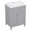Meuble-lavabo gris de 24 po avec lavabo, panneau de fibres à densité moyenne et bois d'hévéa, 3 tiroirs et armoire avec tablettes réglables, conception moderne pour les petites et moyennes salles de bain-126233220