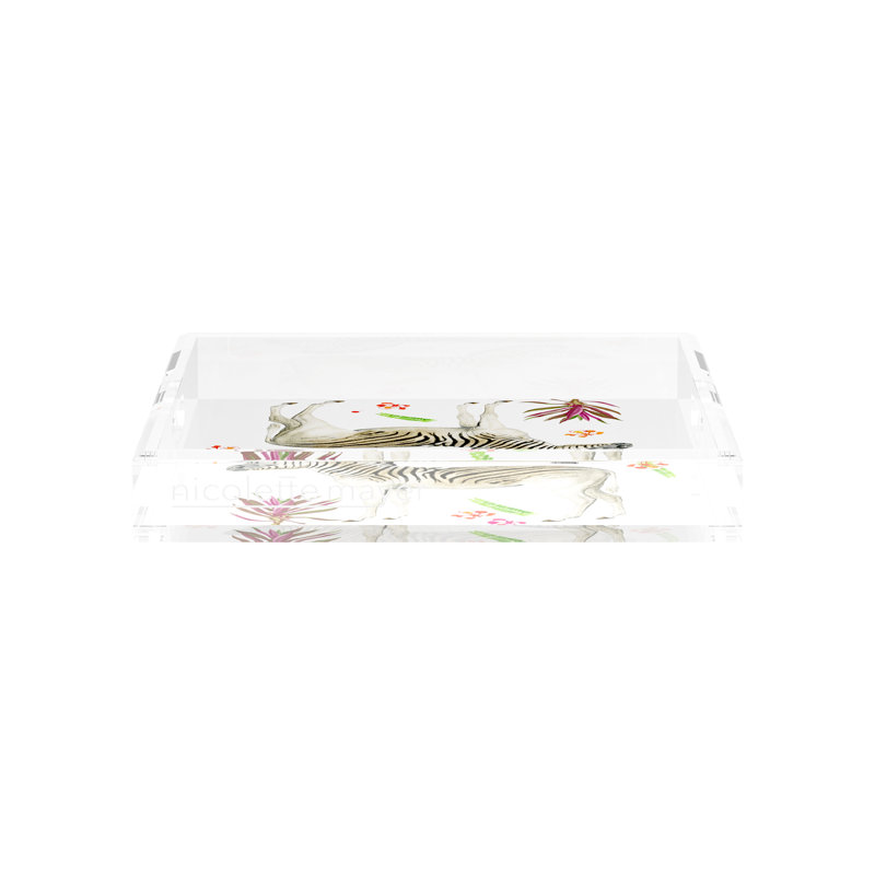 Zebra Seeing Double Acrylic Square Decorative Tray, 12"W x 12"D x 2"H
