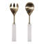 Ensemble d'ustensiles de service à salade Quartz en boîte pour table de salle à manger - Service de cuisine avec têtes en métal pour la restauration et le divertissement - Ensemble de 2, blanc et or-132276825
