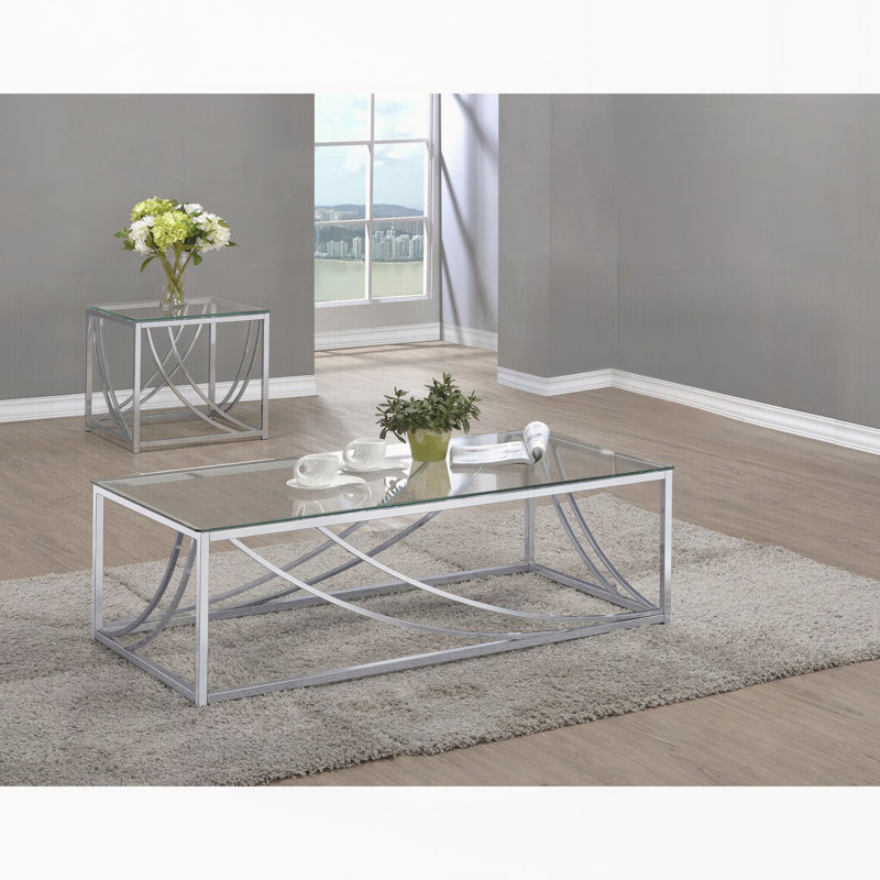 Chrome 2-piece Glass Top Coffee And End Table Set