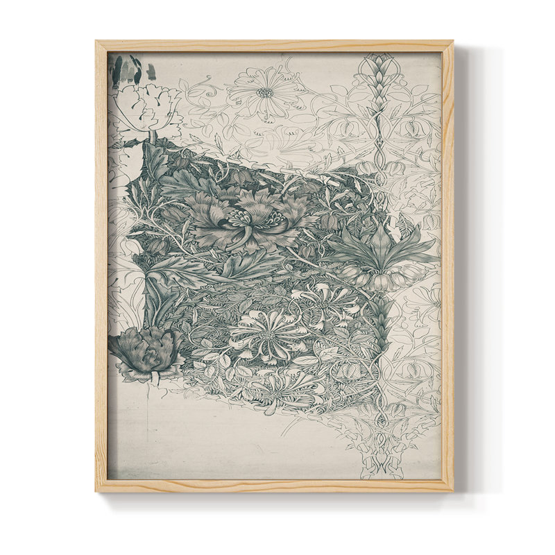 Impression abstraite vintage encadrée Cxxxii - bois massif, H 30 po x l 24 po, Naturel