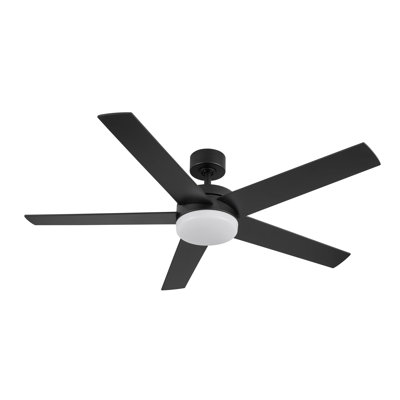 Weeden 52 in. 5 Blade Matte Black Ceiling Fan with Remote Control, Dimmable LED Light Kit, and Reversible Motor