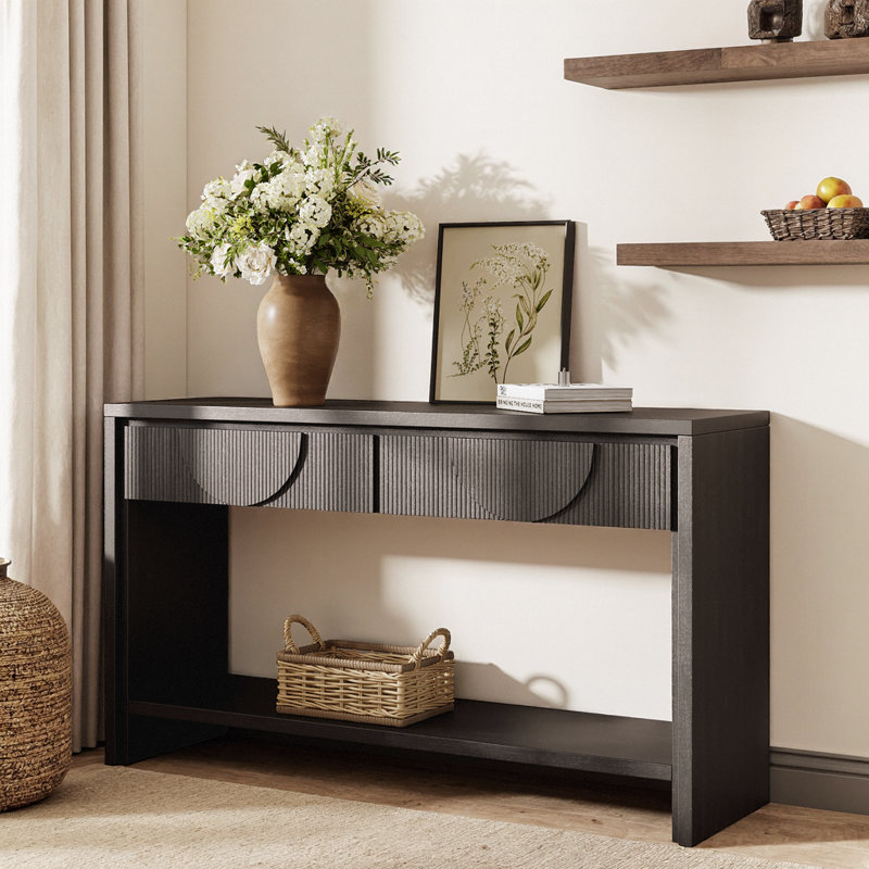 Console Elegant Farmhouse White, Noir