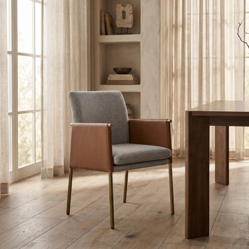 Fauteuil rembourré Husum gris clair / brun clair Husum