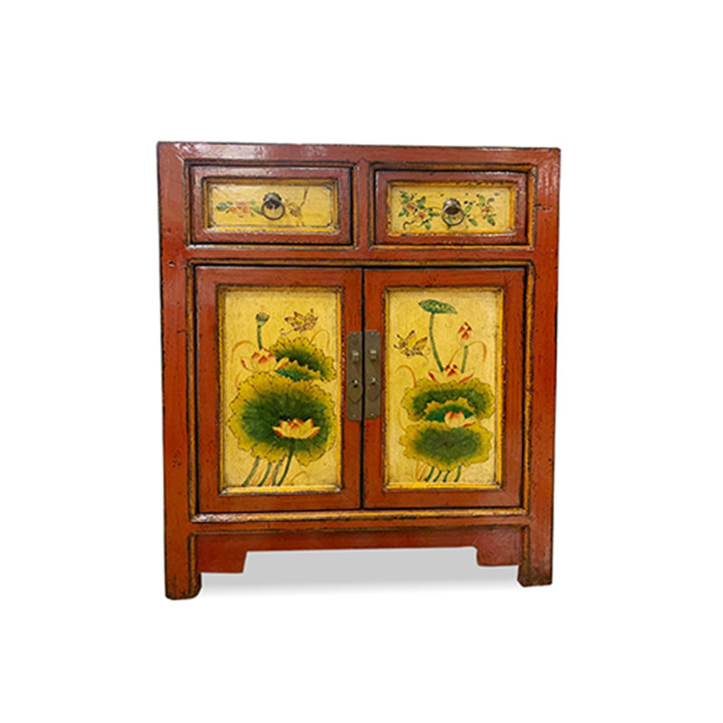 Hand Painted End Table-Lotus Printed