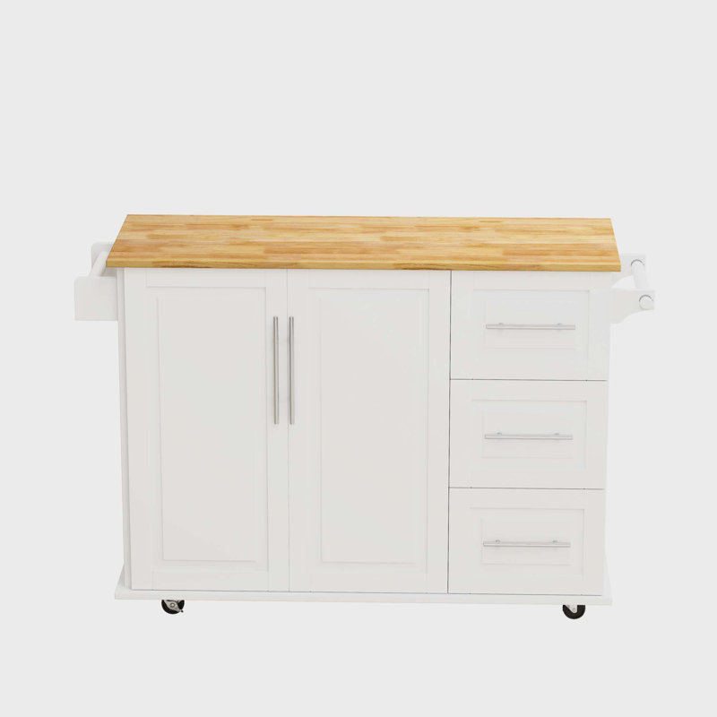 Wood Kitchen Island, White