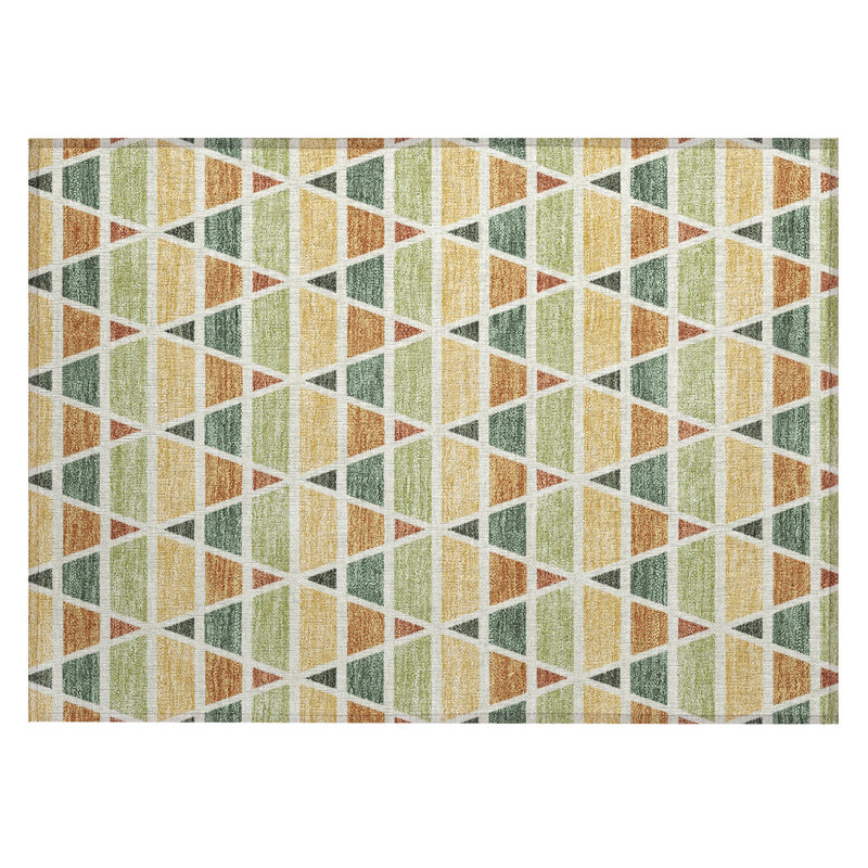 Machine Washable Indoor/Outdoor Chantille ACN2733 Geometric Rug, 1'8" x 2'6", Fern
