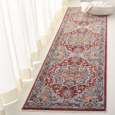 Tapis bleu / rouge ivoire tissé à la machine en polyester Lauren Ralph Lauren 1415
