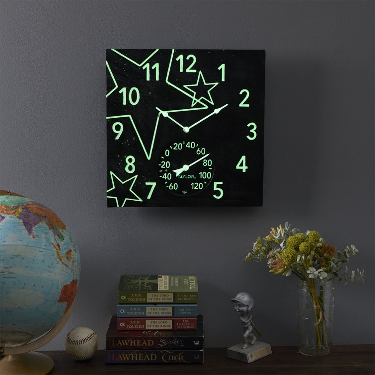 Black Thermometer w/Clock 14