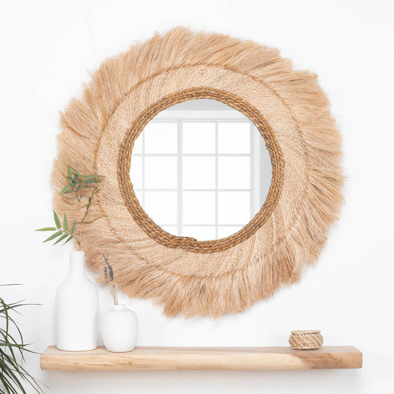 Cribbs Wood Flat Wall Mirror with Hooks