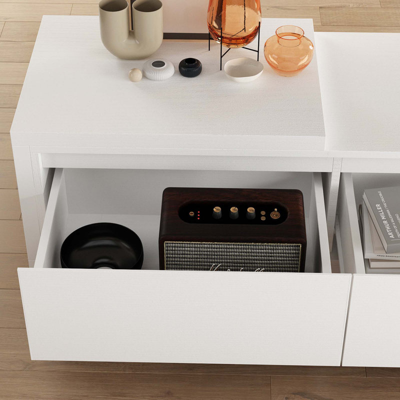 Meuble télé pour téléviseur de 85 po ou moins Arionah, Blanc