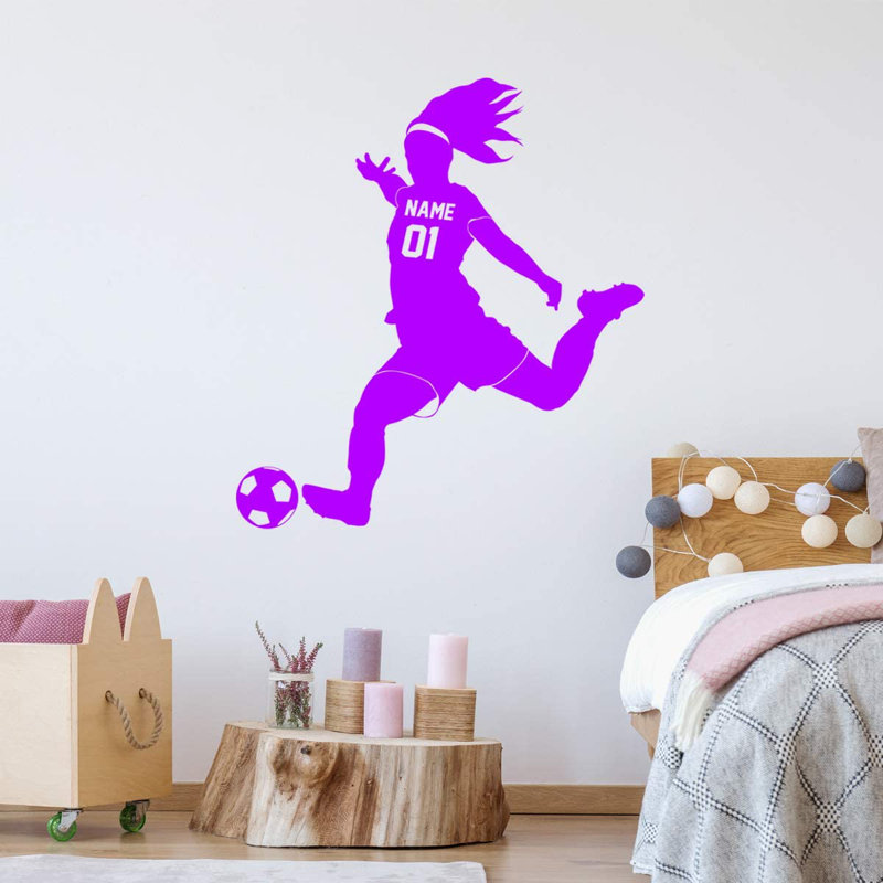 Adhésif décoratif footballeur, H 26 po x l 23 po, Mauve, Oui