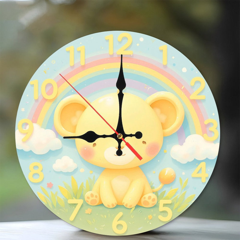 Horloge mignonne lion arc-en-ciel