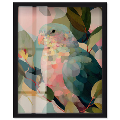 Parrot Pastel Greens II Shadowbox Print Tropical Decor par Art Remedy