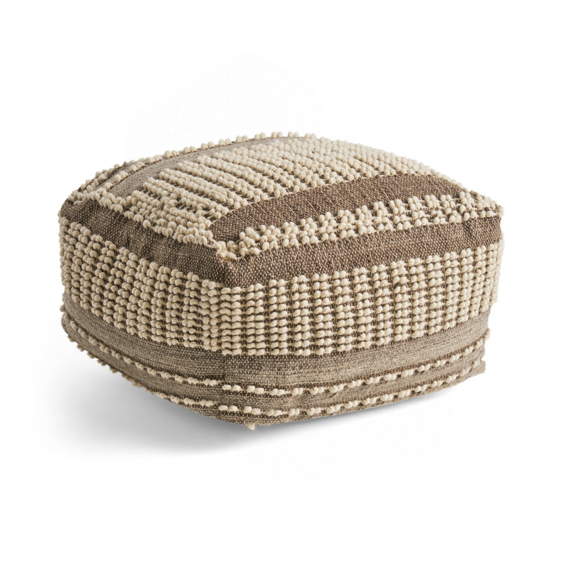 Grand pouf rustique en laine et coton （SEULEMENT UN OTTOMAN)