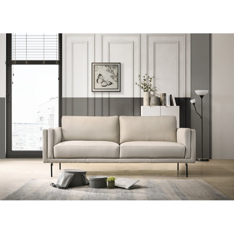 Revelstoke 86'' Leather Sofa, Light Gray Genuine Leather