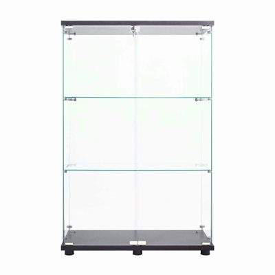 Présentoir, armoire en verre 3 tablettes avec porte, bibliothèque sur pied