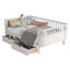Lit plateforme simple en bois avec tiroirs de rangement, lit pour enfant à profil bas avec rails de sécurité et conception brevetée, finition blanche pour chambre de garçon et de fille-1668850156-1668850157