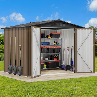 8 ft. W x 6 ft. D Galvanized Steel Vertical Storage Shed