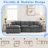 Free-combined Upholstered Sofa Couch With Double-layer Cushion, Side Pockets And Two Throw Pillows-1538244842