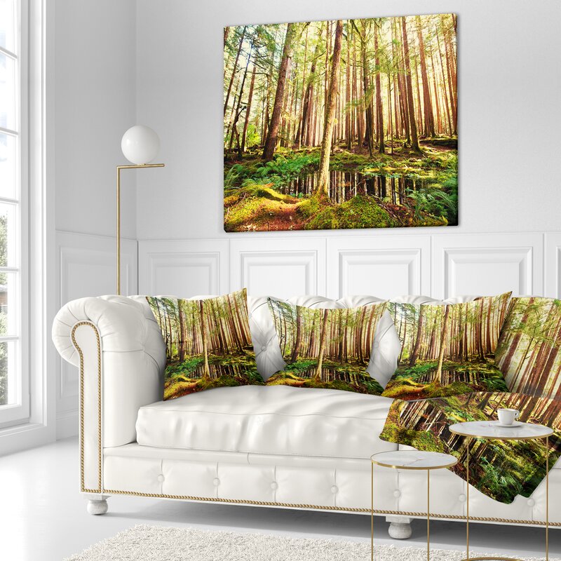 Bless international Landscape Dense Trees in Rain Forest Printed Pillow ...