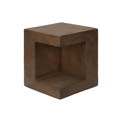 Contemporary Walnut Accent Table With Cut-Out Design For Indoor And Outdoor Use, Perfect As A Nightstand Or End Table