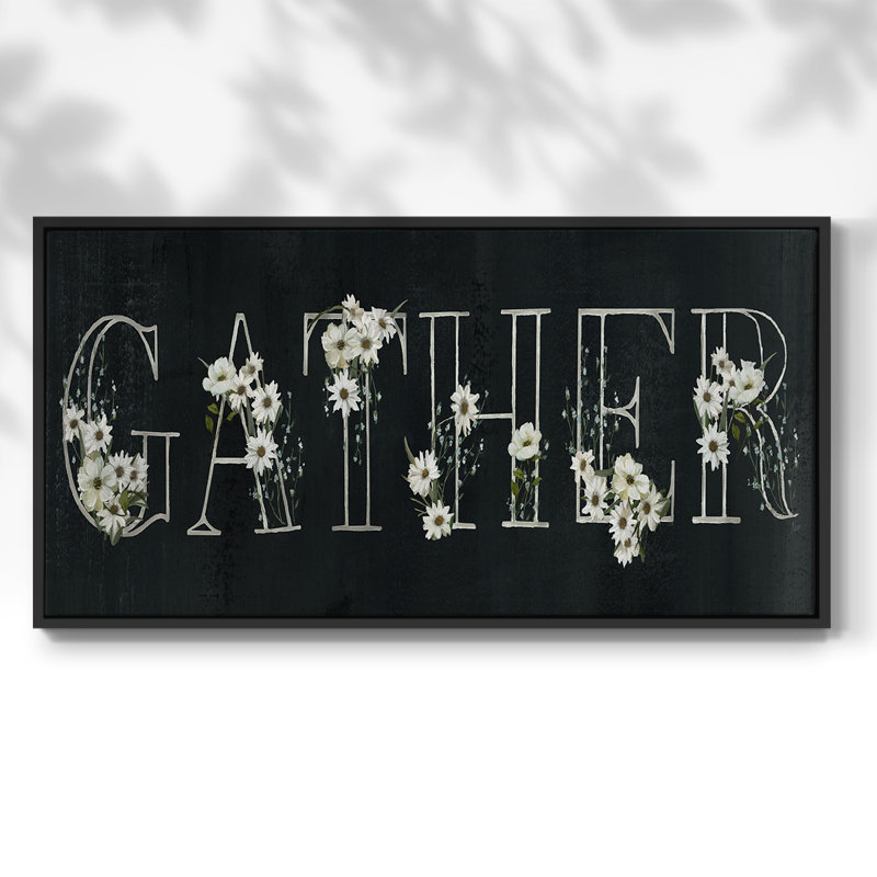 Gather - Toile tendue avec châssis tendue, prête à être accrochée, Noir, H 21 po x l 41 po
