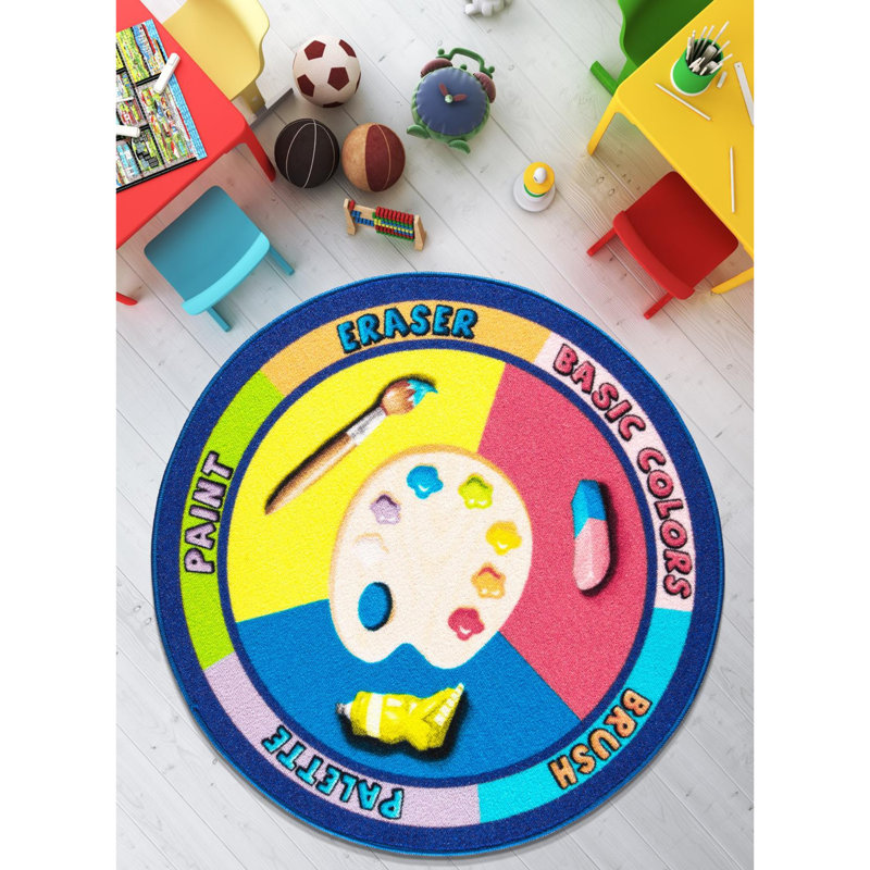 Premium Round Carpet (6.6 ft Diameter), 100% Polyamide, 1.4 lbs/sq ft | Pile Height: 0.2 inches | Antibacterial, Non-Slip Underside, Machine Washable | Perfect for Living Room, Bedroom, and Play Areas