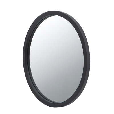 20" X Circle Wall Mirror With Dark Wooden Frame Design - For Living Room, Dining, Foyer, Bathroom, Office Minimalist, Enlarges Area Black Appeal Bath, Adds