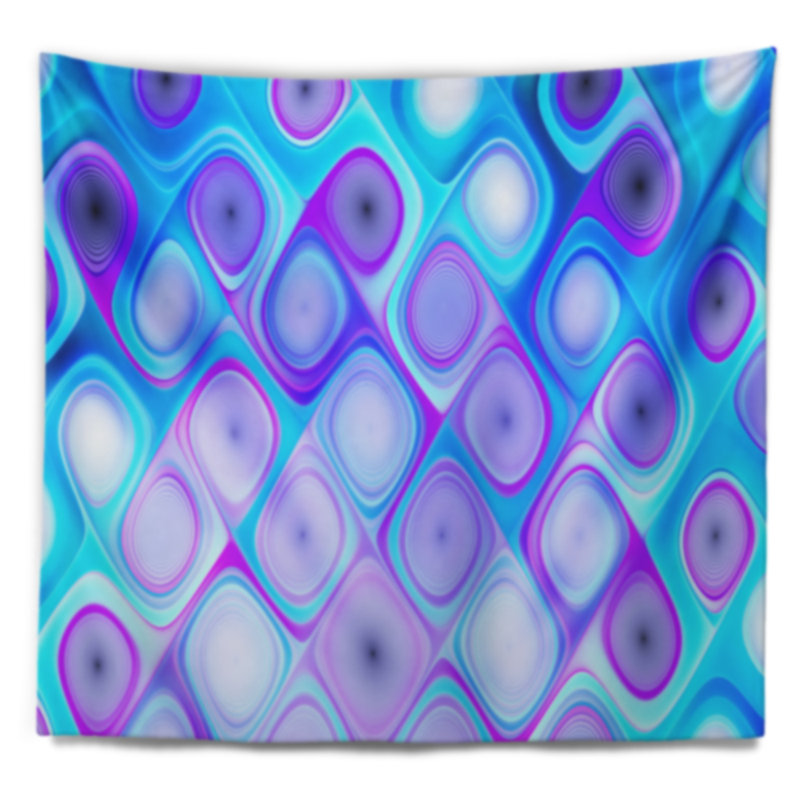 Tapisserie abstraite à motif mauve et bleu avec tourbillons, H 32 po x l 39 po