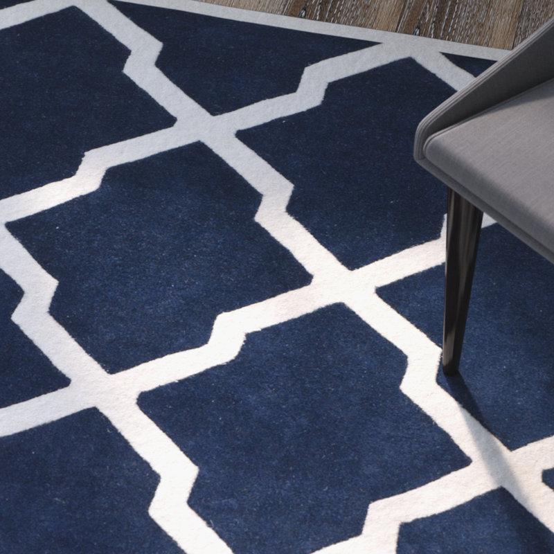 Phillipsdale Geometric Wool Hand Woven Area Rug, Rectangle 122 x 183 cm
