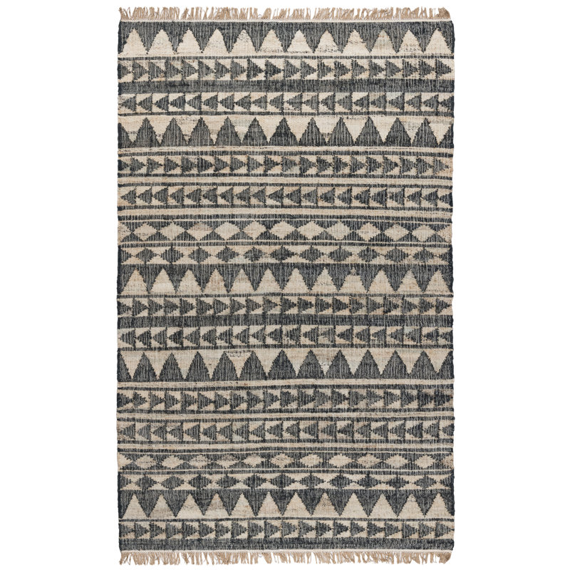 Camille Geometric Area Rug in Black/Beige, Rectangle 2' x 3'
