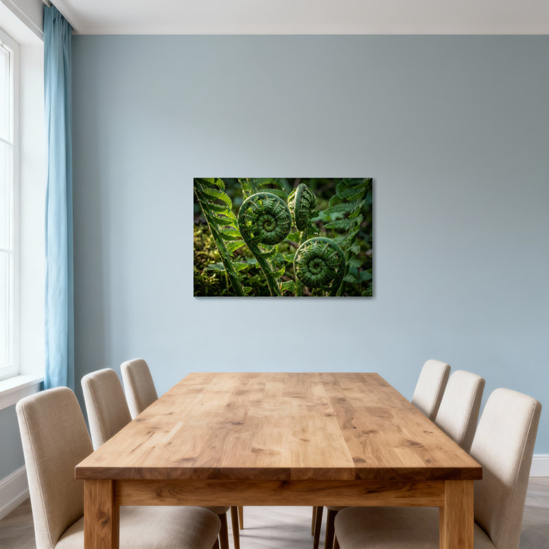 Plantes et fleurs, fougère verte en spirale, motif de nature, H 12 po x l 18 po